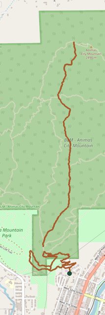 Mapped layout of Animas Mountain Upper Loop