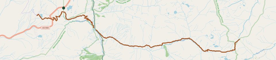 Mapped layout of Colorado Trail at Molas