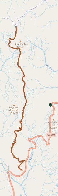 Mapped layout of Engineer Mountain