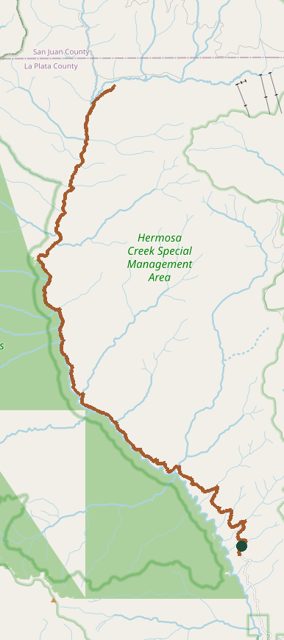 Mapped layout of Hermosa Creek