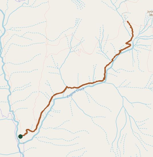 Mapped layout of Engine Creek Trail