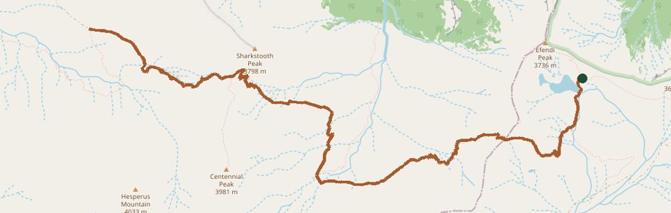 Mapped layout of Sharkstooth Trail