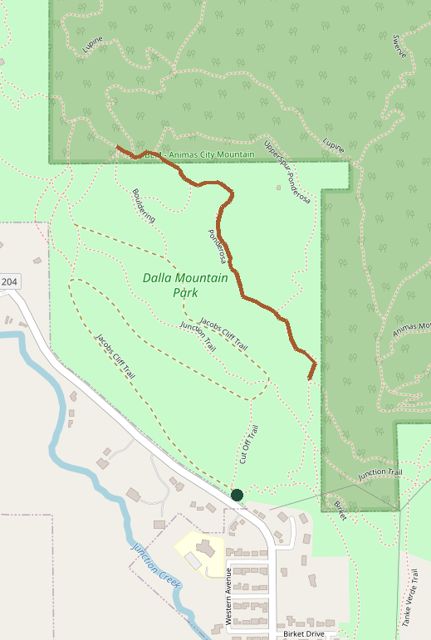Mapped layout of Ponderosa Trail