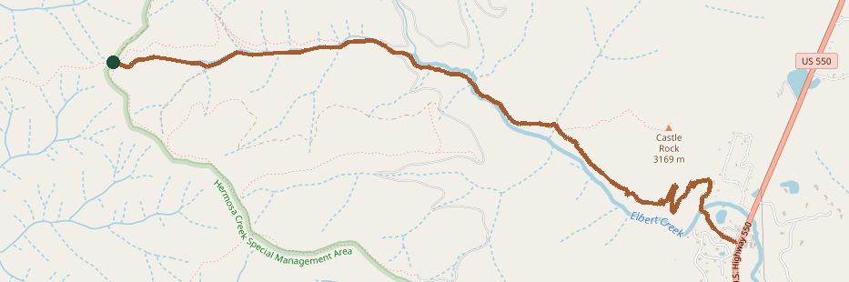 Mapped layout of Elbert Creek Trail