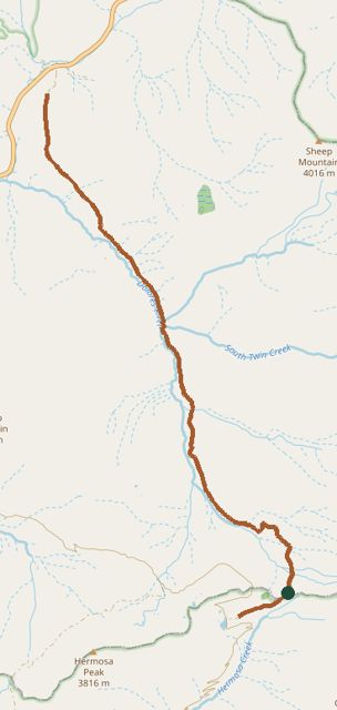 Mapped layout of East Fork Trail