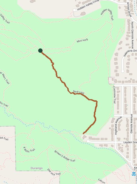 Mapped layout of Ned’s Hill Trail