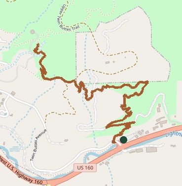 Mapped layout of Twin Buttes Trail