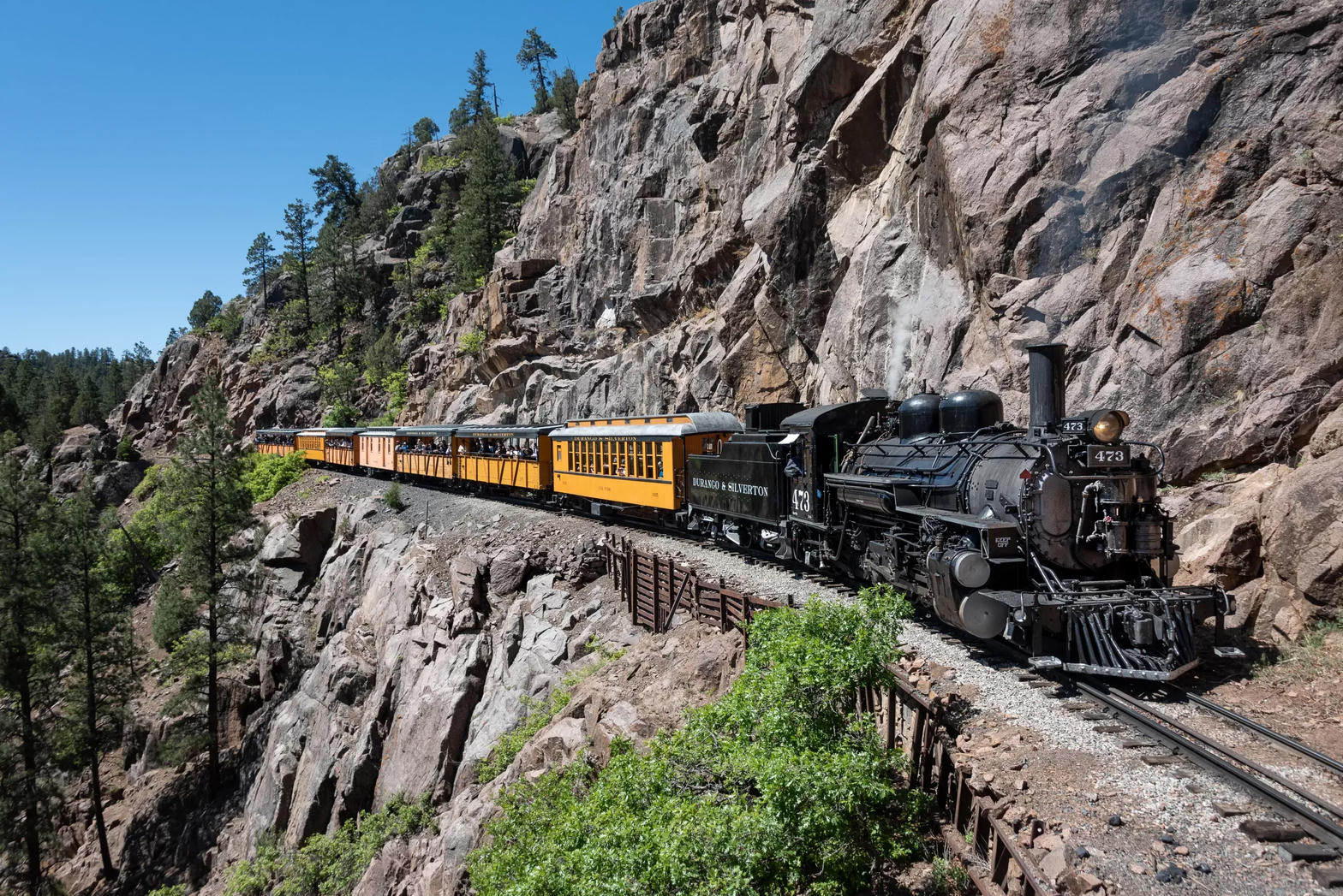 Durango & Silverton Narrow Gauge Railroad in the canyon